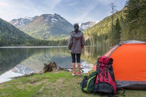 Camp,In,The,Mountains,Near,Of,The,Lake.,Bivouac,On